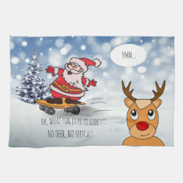 Skateboard Weihnachten RentierSchlitten Winter Geschirrtuch