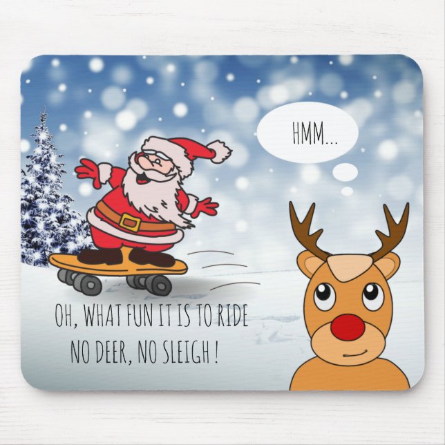 Skateboard Weihnachten RentierSchlitten Winter Mousepad (Vorne)