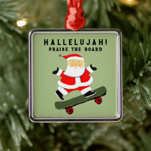 Skateboard-Weihnachten Silbernes Ornament