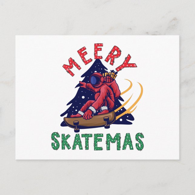 Skateboard Weihnachten, Skater Weihnachtsmann Postkarte (Vorderseite)