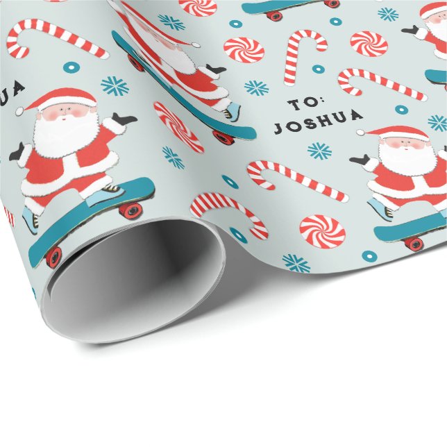 Skateboard Weihnachtsgeschenk Wrapping Paper Geschenkpapier (Rolleneckpunkt)