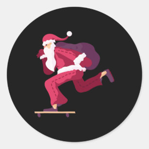 Skateboard-Weihnachtsmann Lustiges Weihnachtsgesch Runder Aufkleber