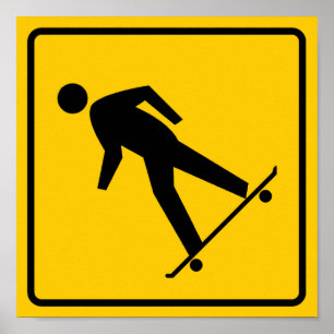 Skateboard Zone Highway-Zeichen Poster