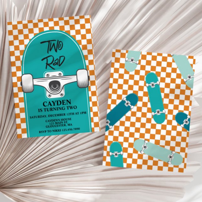 Skateboard zwei krassen 2. Geburtstag Einladung (Von Creator hochgeladen)