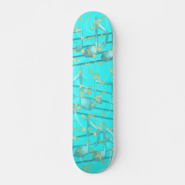 Skateboarddeck für aquamarine Musiknoten (Vorne)