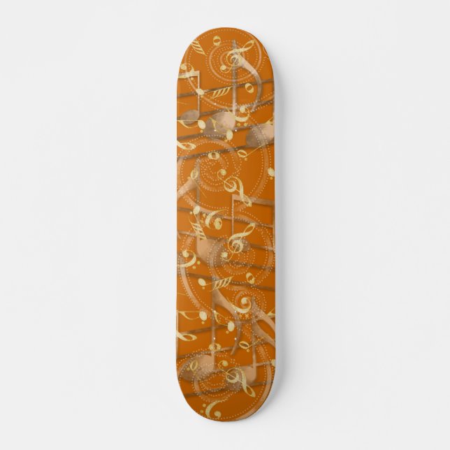 Skateboarddeck Rostorange-Musiknoten (Vorne)