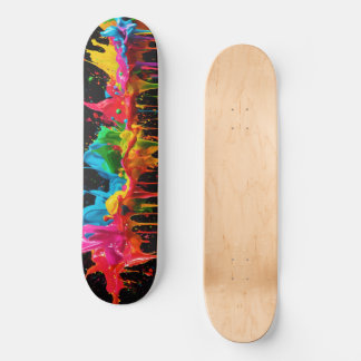 Skateboarddesign von Rainbow Neon Paint Splash Skateboard