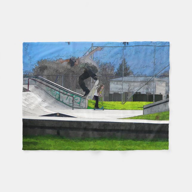 Skateboarden Fleecedecke (Vorderseite (Horizontal))