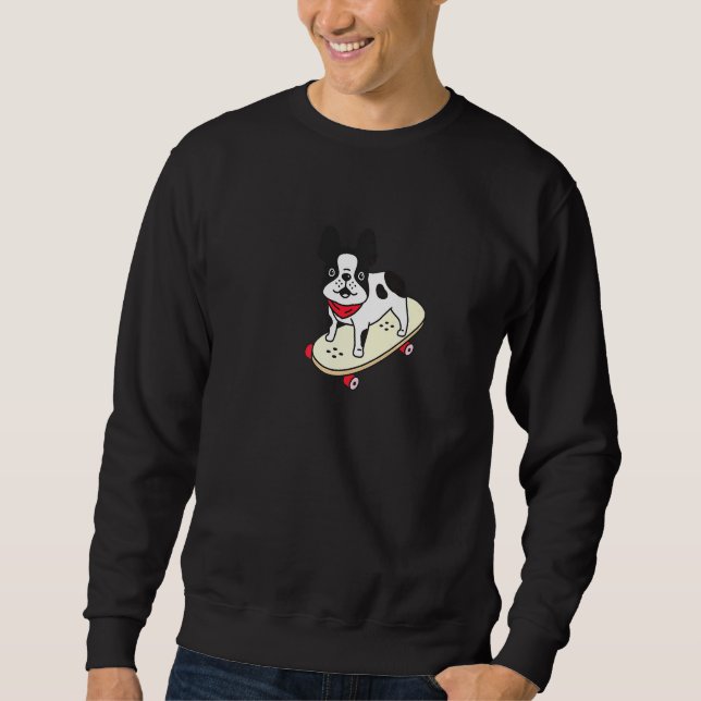 Skateboarden Französischer Bulldog-Puppy-Skateboar Sweatshirt (Vorderseite)