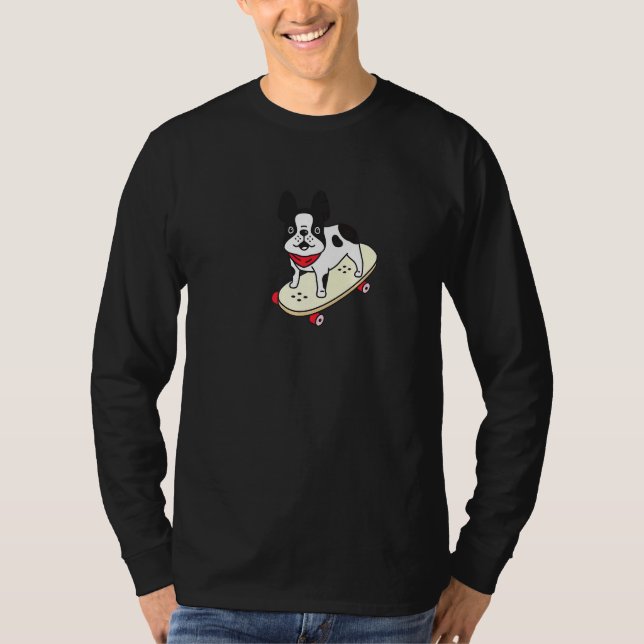 Skateboarden Französischer Bulldog-Puppy-Skateboar T-Shirt (Vorderseite)