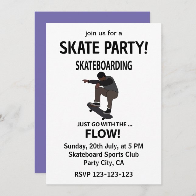 Skateboarden gehen einfach mit dem Flow-Skateboard Einladung (Vorne/Hinten)