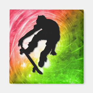 Skateboarden in einem psychedelischen Zyklon Magnet