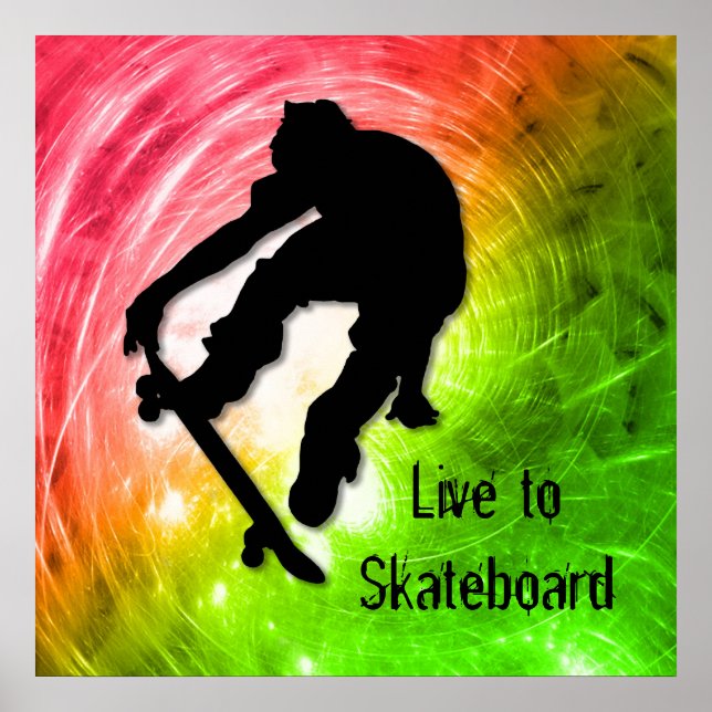 Skateboarden in einem psychedelischen Zyklon Poster (Vorne)