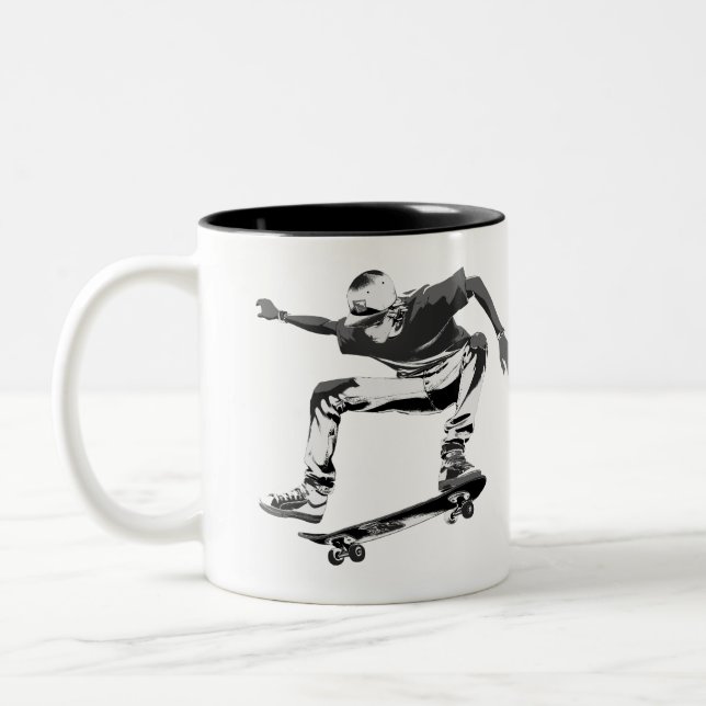 Skateboarden ist mein Leben - Skateboarder Zweifarbige Tasse (Links)