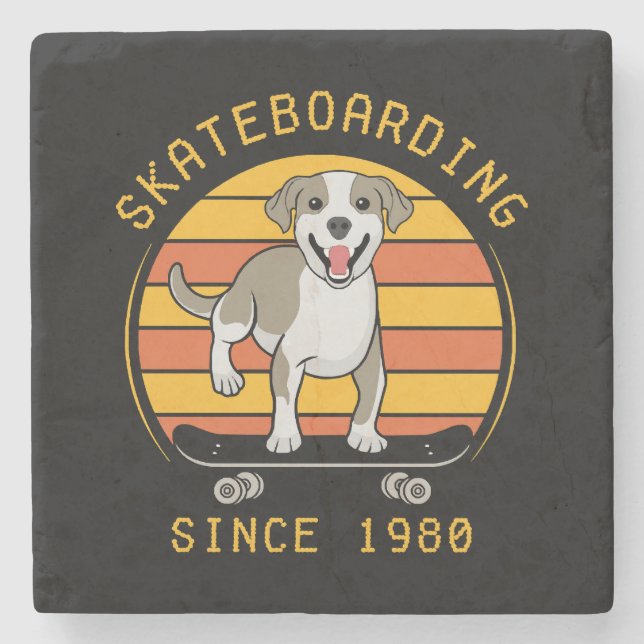 Skateboarden seit 1980 steinuntersetzer (Vorderseite)
