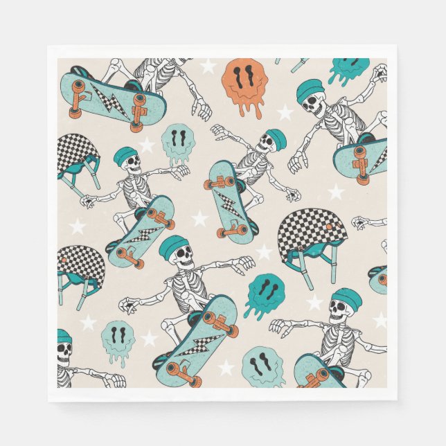 Skateboarden Skelett Party Napkins Serviette (Vorderseite)