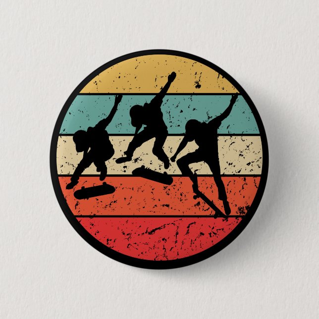 Skateboarden - Vintage Retro-Skateboarder Button (Vorderseite)