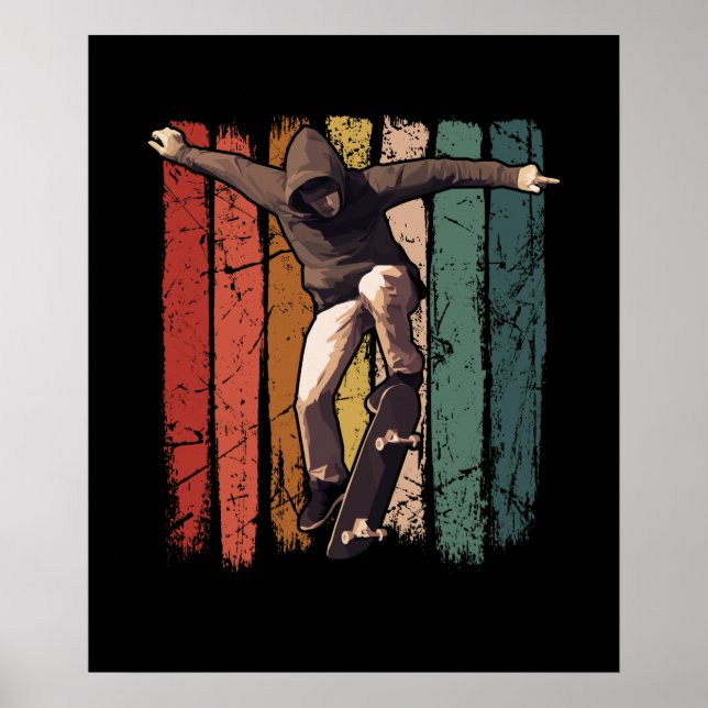 Skateboarden - Vintage Retro-Skateboarder Poster (Vorne)