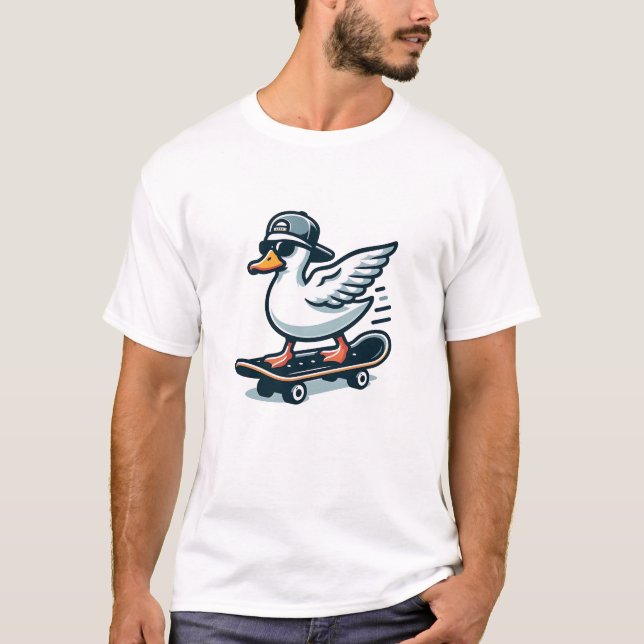 Skateboardente - Cooler tierischer Skater Grafik T-Shirt (Vorderseite)