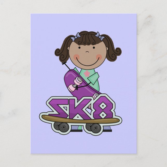 SKATEBOARDER - Afrikanisch-Amerikanische Girl Tshi Postkarte (Vorderseite)
