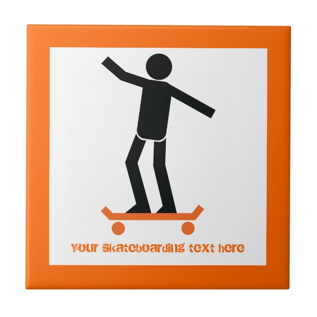 Skateboarder auf seinem Skateboard Fliese (Vorderseite)