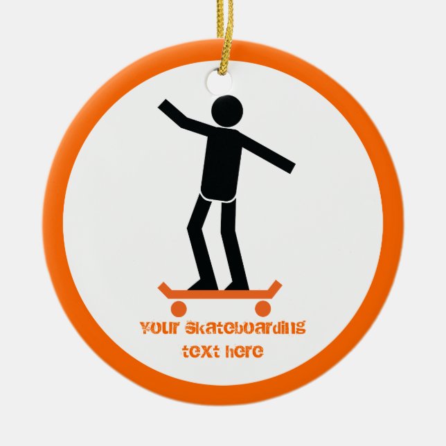 Skateboarder auf seinem Skateboard Keramik Ornament (Vorne)