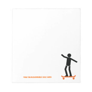 Skateboarder auf seinem Skateboard Notizblock