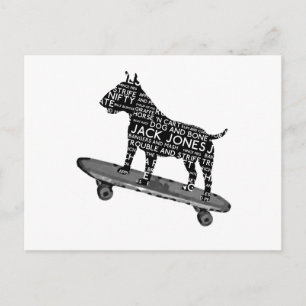 Skateboarder Bulle Terrier Cocney London Slang Postkarte