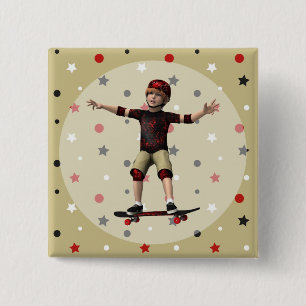 Skateboarder Button