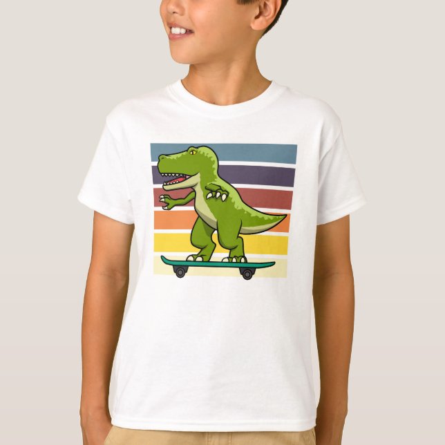 Skateboarder Dinosaur T-Rex  T-Shirt (Vorderseite)