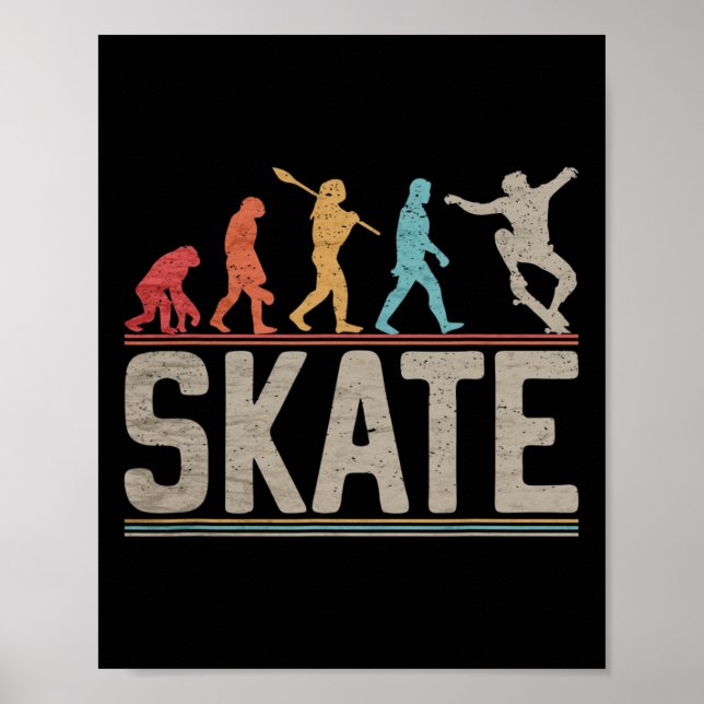 Skateboarder-Evolution Skater Skateboard Und Skate Poster (Vorne)