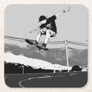 Skateboarder GetAir - Skateboarder-Design Rechteckiger Pappuntersetzer