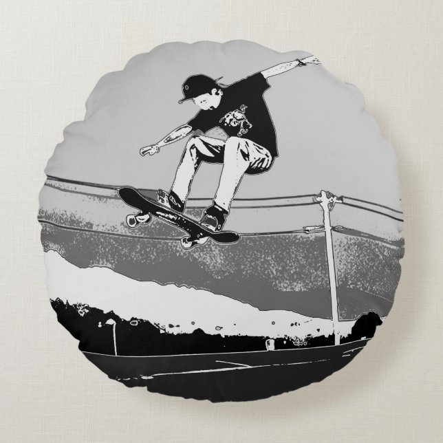 Skateboarder GetAir - Skateboarder-Design Rundes Kissen (Vorderseite)