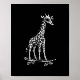 Skateboarder-Giraffe mit Sonnenbrille Tier Skater Poster