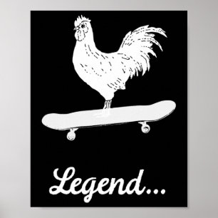 Skateboarder Hahn Huhn Skateboardfahren Lustig Poster