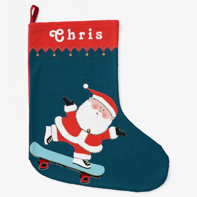 Skateboarder Holiday Geschenk Grosser Weihnachtsma Großer Weihnachtsstrumpf (Vorderseite)