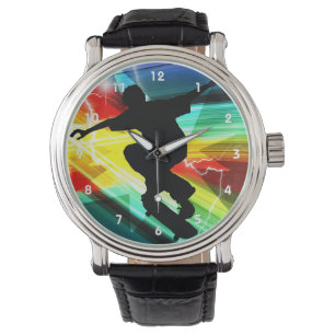 Skateboarder in Criss Cross Lightning Armbanduhr