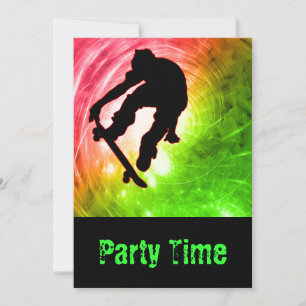 Skateboarder in einem Psychedelic Cyclone-Party Einladung