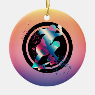 Skateboarder Keramik Ornament