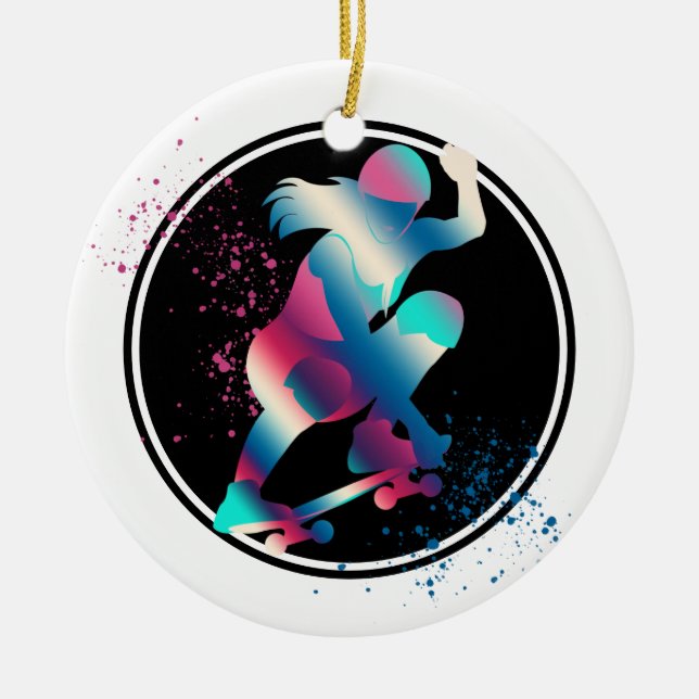 Skateboarder Keramik Ornament (Vorne)