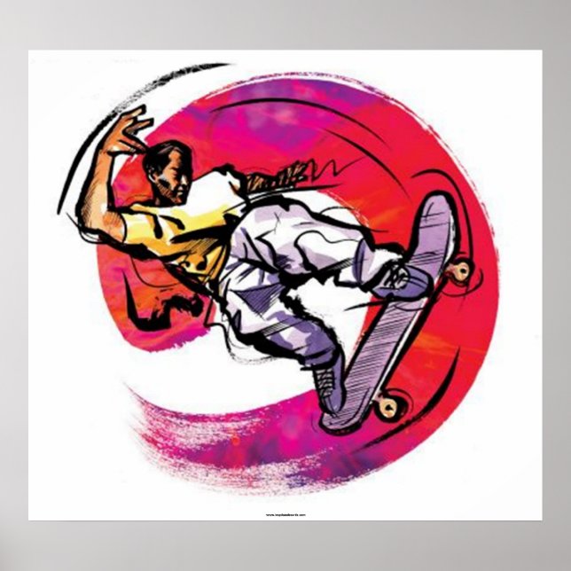 Skateboarder mit farbigem Hintergrundposter Poster (Vorne)