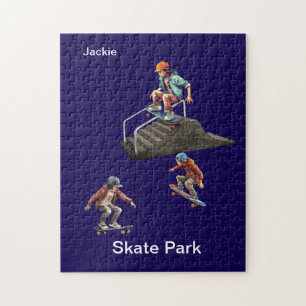 Skateboarder mit personalisiertem Namen Puzzle