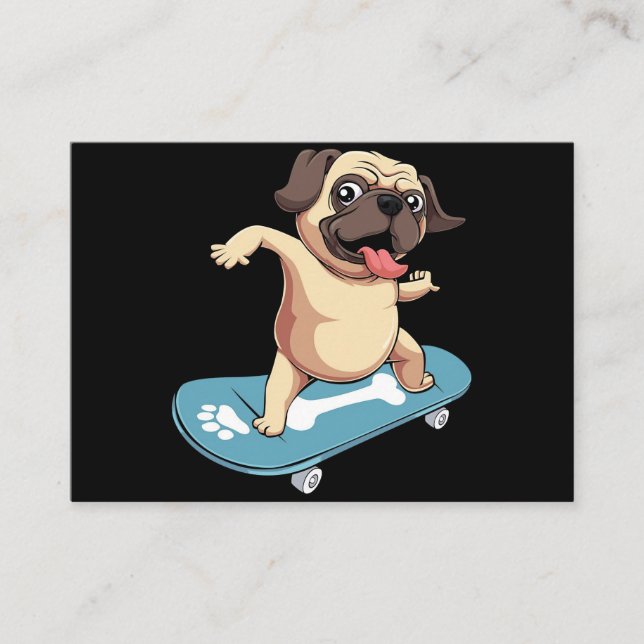 Skateboarder Mops Skateboarden Visitenkarte (Vorderseite)