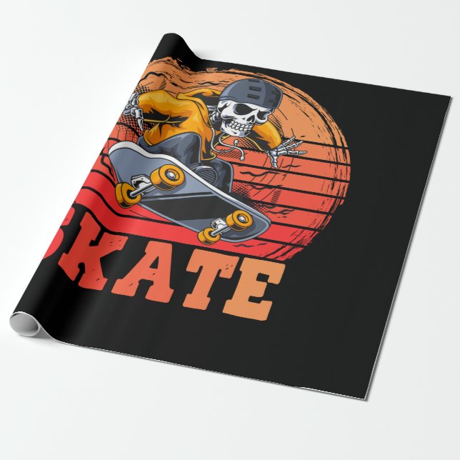 Skateboarder Retro Vintag Skateboarding Geschenkpapier (Ungerollt)