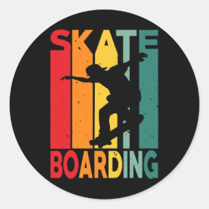 Skateboarder Retro Vintage Design Skateboarding Runder Aufkleber