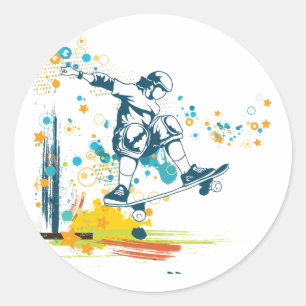 Skateboarder sk8er runder aufkleber