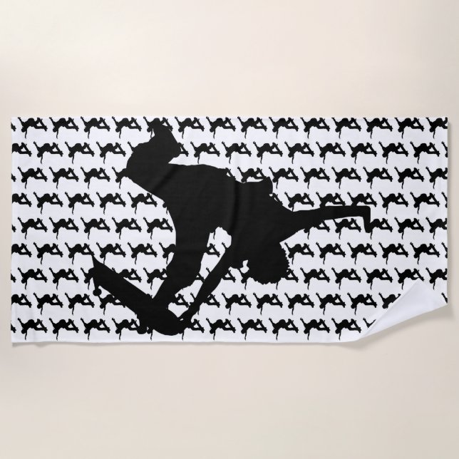 Skateboarder Skateboard Skateboard Silhouette Strandtuch (Vorderseite)