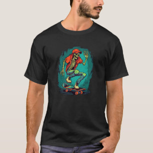 Skateboarder Skater-Rampe Skelette Skateboardfahre T-Shirt