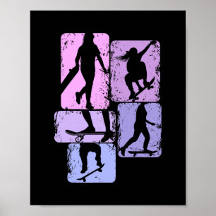 Skateboarder Skaterin Skateboard fahrende Kinder Poster