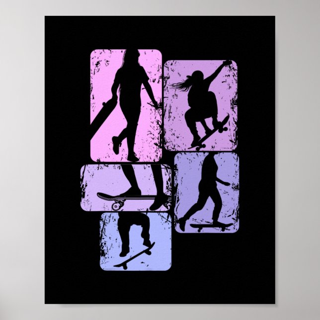 Skateboarder Skaterin Skateboard fahrende Kinder  Poster (Vorne)